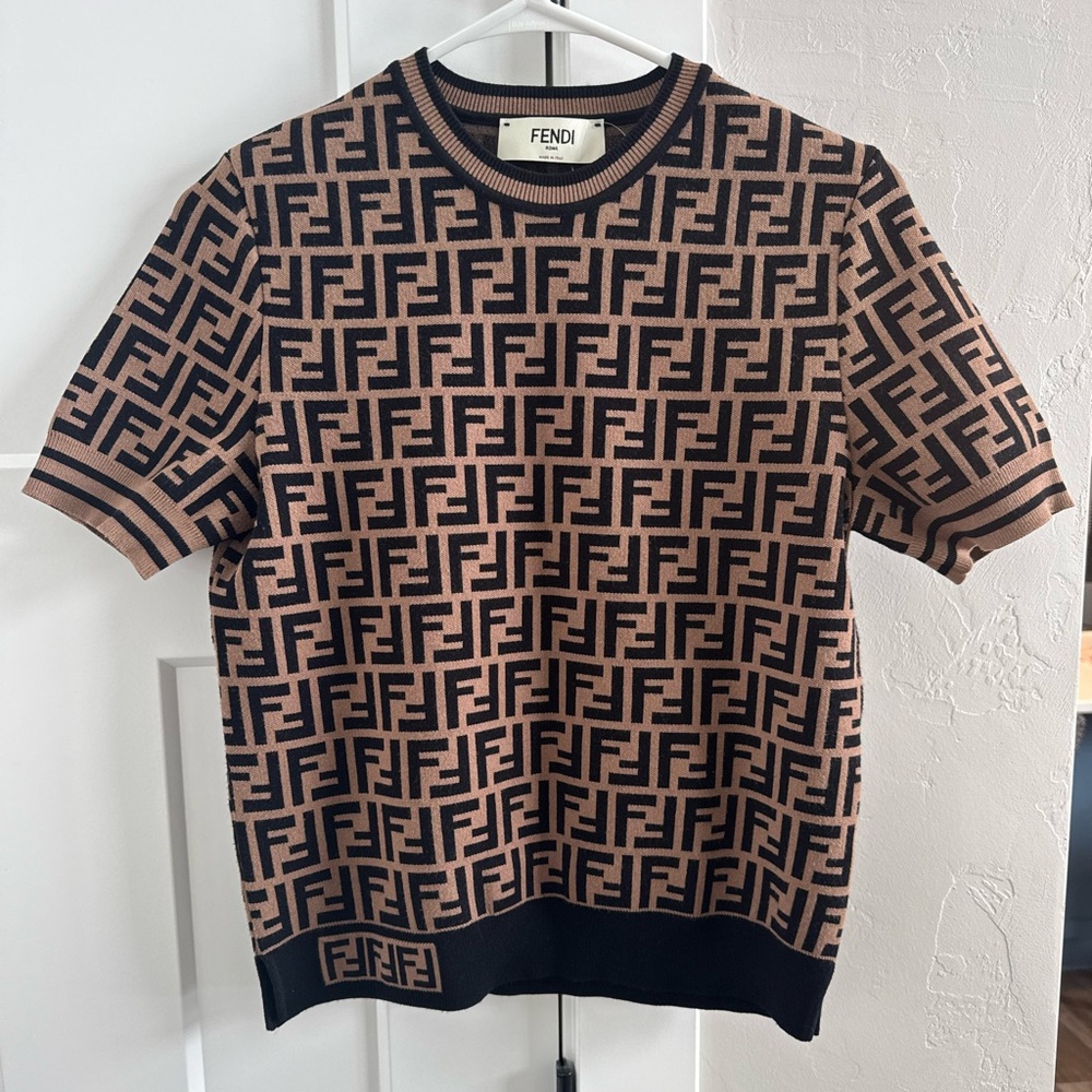 👛👛👛Fendi Zucca Print Knit Crew Neck